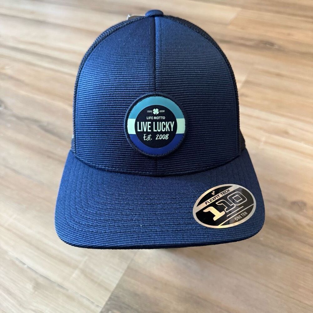 New Top Golf Live Lucky Black Clover Trucker Adjustable Snapback Hat Navy Blue